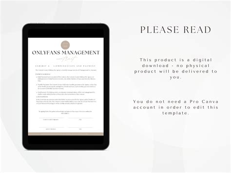 Onlyfans Management Agency Contract Template, Social Media Management Agreement, Instagram Model ...