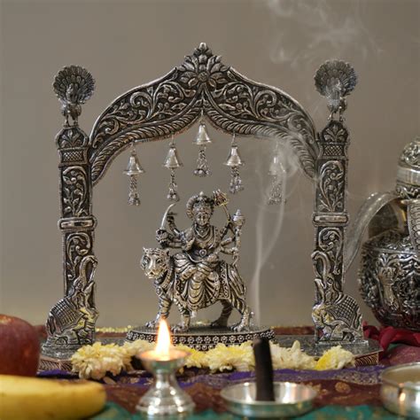 Silver Durga Idol - Goddess Durga Statue for Pooja and Worship ...