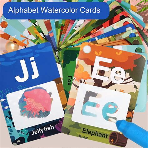 Alphabet Water Coloring Card Kit 26 English Letters ABC Words Learning ...
