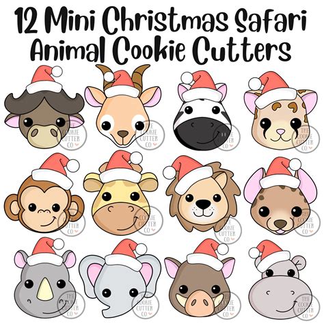 12 Mini Christmas Safari Animal cookie cutters 4cm – The Cookie Cutter Co