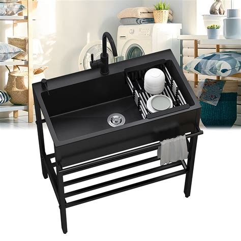Amazon.com: Utility Sink with Cabinet, Freestanding Stainless Steel ...