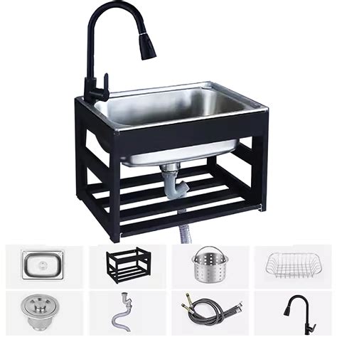 Wall Mount Utility Sink, Small Stainless Steel Sink with Pull-Out ...
