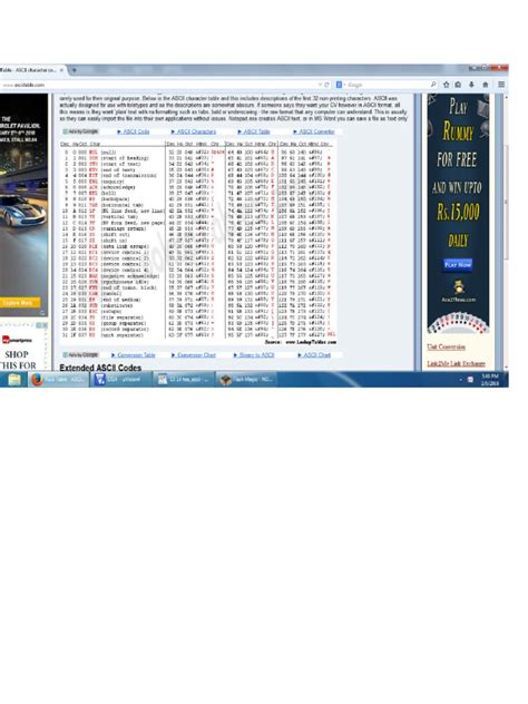 Hex To Ascii Table | PDF