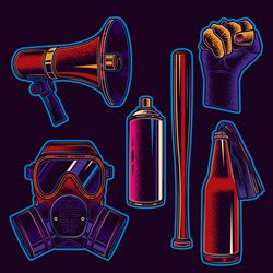 Items for protest revolution and rallies Vector Image