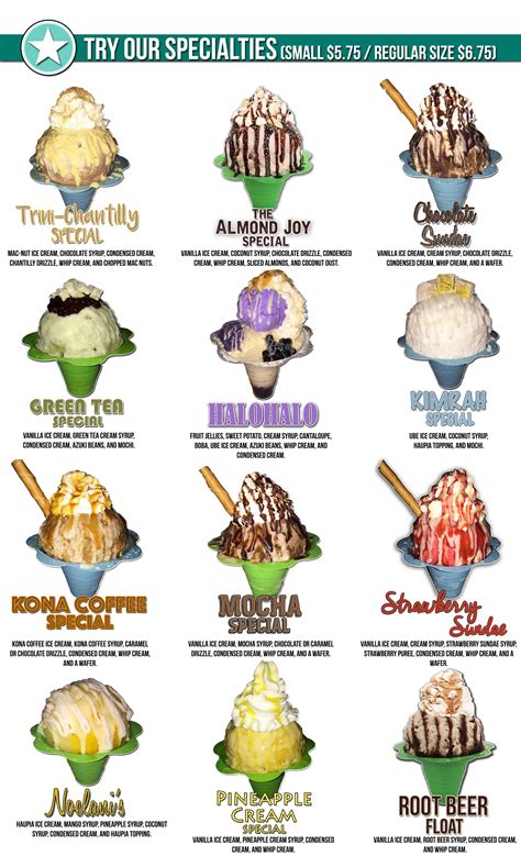 Menu — Original Big Island Shave Ice Co, Inc. | Shave ice syrup recipe ...