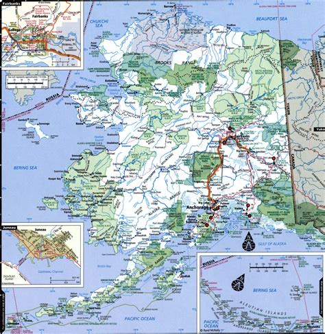 Alaska state highway map with truck routes region roads map trucker drivers area - USA