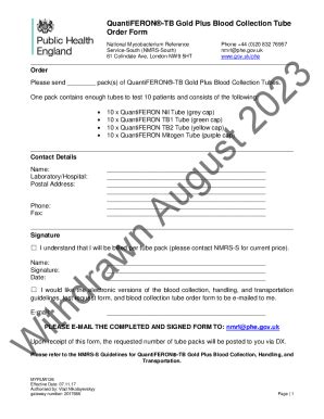 Fillable Online QuantiFERON-TB Gold Plus Blood Collection Tube Order ...