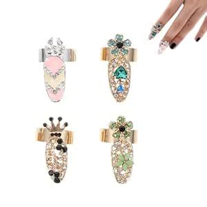 Buy embroidery 4Pcs Nail Rings For Women, Nail Rings, Ring Nails 4 ...