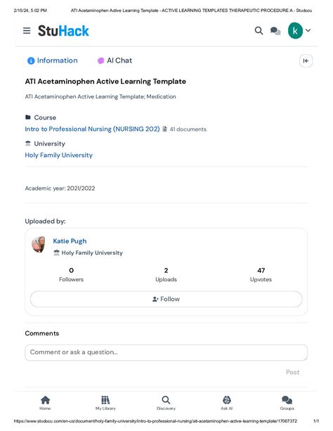 ATI Acetaminophen Active Learning Template - DocMerit