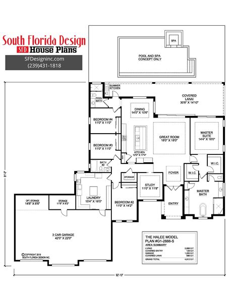 South Florida Design 2888SF Coastal Contemporary House Plan-South Florida Design
