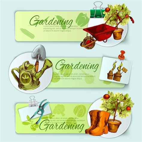 Tuinieren banner set | Gratis Vector