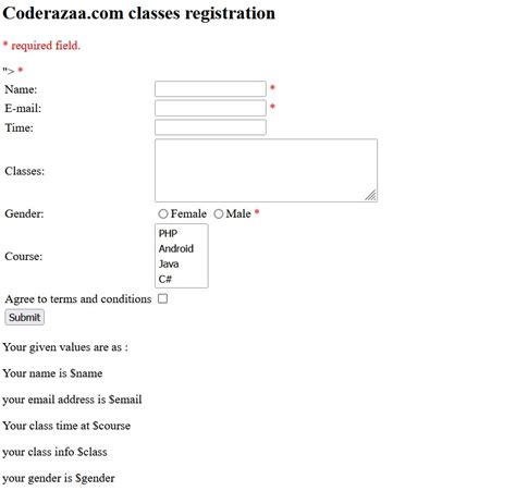PHP Form Tutorial 的图像结果
