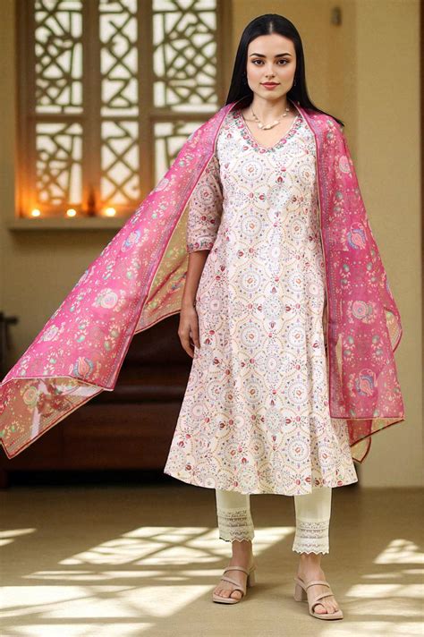 Buy Fuchsia Pink Chintz Floral Printed Organza Dupatta Online for Woman ...