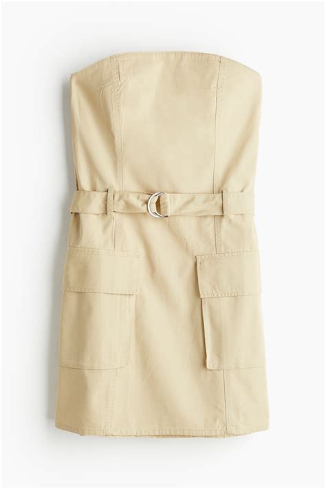 Bandeau utility dress - Light beige - Ladies | H&M IN
