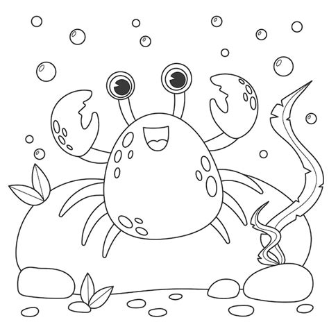 Personaggi di cartoni animati di granchi divertenti Libro da colorare ...
