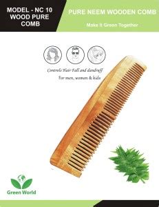 Anytech Natural Organic Handmade Neem Wood Broad Tooth Anti-Dandruff ...