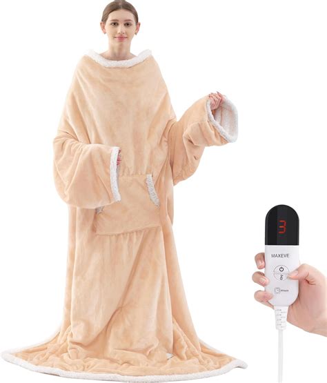 Amazon.com: Heated Blanket Wearable Electric Blanket with Foot Pocket ...