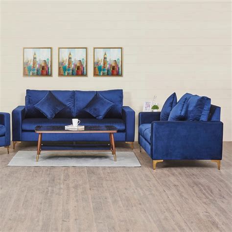 Buy Noir Novelty Fabric 3+2 Seater Sofa Set - Blue from Home Centre at ...