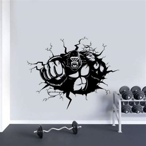 CarolGreyDecals Gym Wall Decal Gorilla Fitness Vinyl Sticker Beast ...
