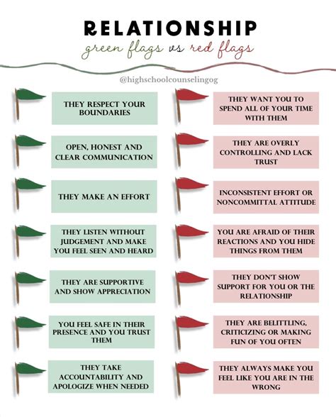 Healthy Relationships Green & Red Flags for High School Students, Counseling | Relationship red ...