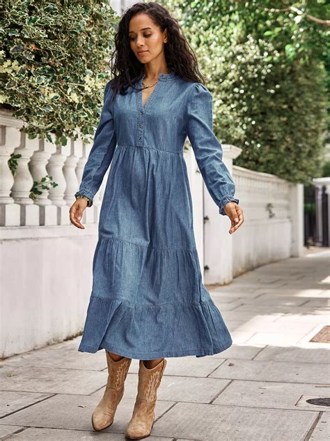 Aspiga Liv Denim Maxi Dress, Mid Vintage Blue at John Lewis & Partners