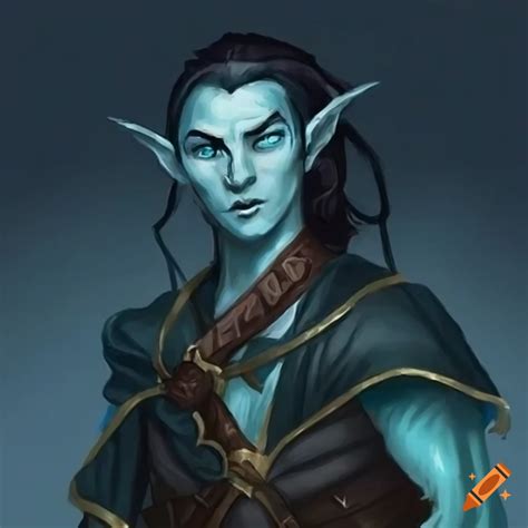 Artwork of a young male sea elf D&D character on Craiyon