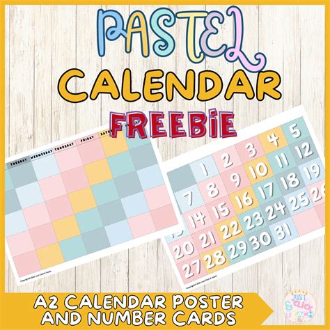 Free Calendar Poster and Numbers Cards| Pocket chart| Pastel colors ...