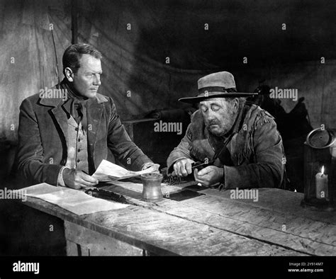 Joel McCrea, Chubby Johnson, on-set of the western film, "he First ...