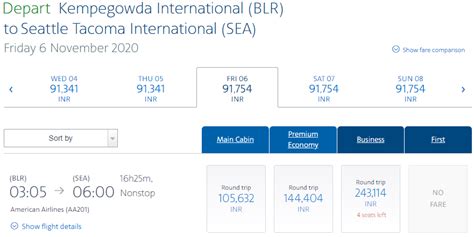 American asking 2.25 lakhs for BLR-Seattle direct flight (Economy ...