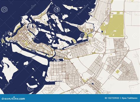 Map of the City of Abu Dhabi, United Arab Emirates UAE Stock Vector ...