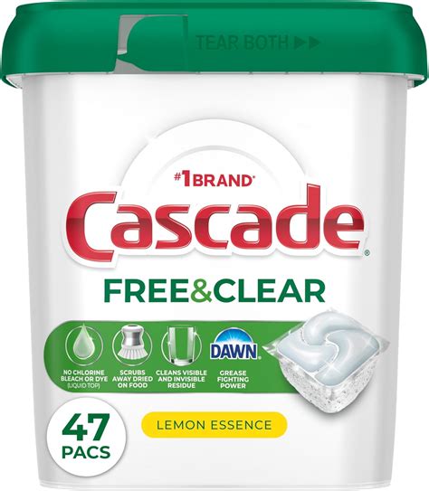 Amazon.com: Cascade Free & Clear Dishwasher Pods, Dishwasher Detergent ...