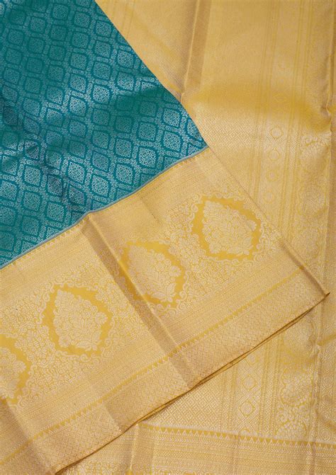 Buy Turquoise Blue Zariwork Pure Silk Saree - Koskii