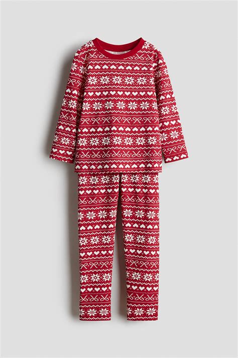 Red/Patterned Printed cotton pyjamas for kids | H&M IN