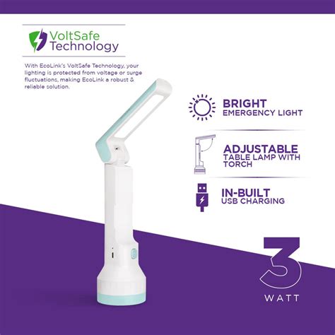 Buy Philips EcoLink 3W Lilliput LED & Table Lamp Torch (White, Green ...