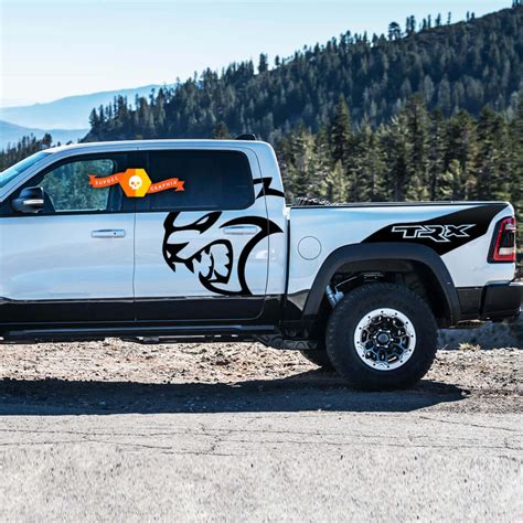 Pair Dodge Ram TRX Hellcat 2021+ Splash Ram Head Doors Bed Logo Truck ...