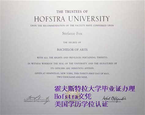 扫描霍夫斯特拉大学文凭,咨询Hofstra Diploma成绩单样式 - 蓝玫留学机构