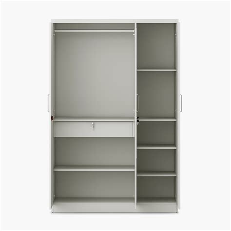 Buy Helios Reynan 3-Door Wardrobe with Mirror - White from Home Centre ...