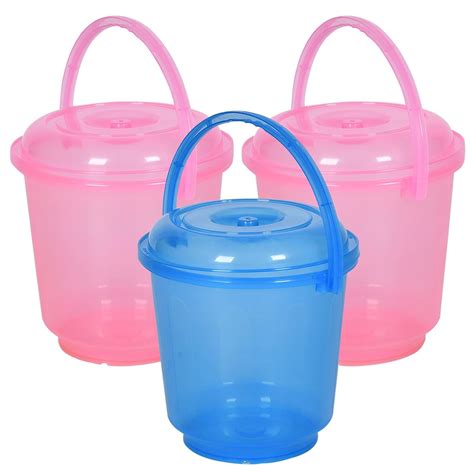 Kuber Industries Pack of 3 Bucket | Bathroom Bucket | Utility Bucket ...