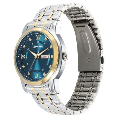 Buy Online Sonata Wedding Quartz Analog Blue Dial Stainless Steel Strap ...