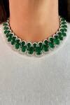 Buy Emerald Green Embellished Double-layered Drop Necklace by Prerto ...