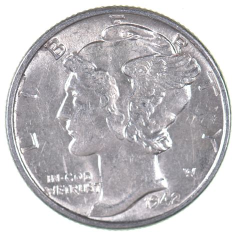 Unc BU MS 1942 US Mercury 90% Silver Dime Coin Collection Lot Set Break ...