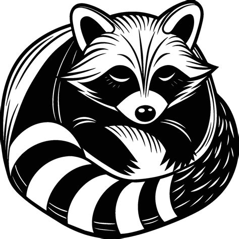 Raccoons silhouette black white illustration 45245245 Vector Art at Vecteezy