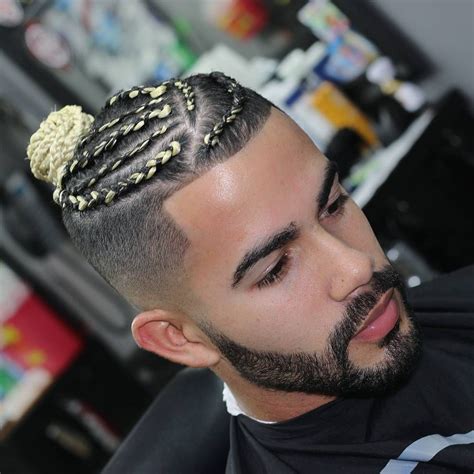 French Braided bun | Mens braids hairstyles, Cornrow hairstyles for men ...