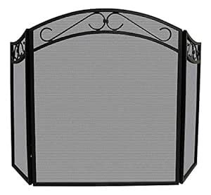 Uniflame 3-Fold Black Wrought Iron Arch Top Screen with Scrolls ...