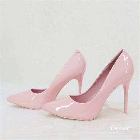 Light Baby Pink Patent High Heel Pumps Matching Colored Sole Fabio in ...