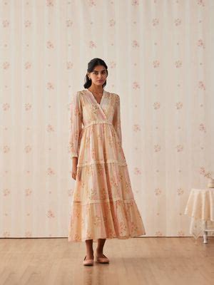 Sunglow Wrap Floral Chanderi Maxi Dress | Buna Studio