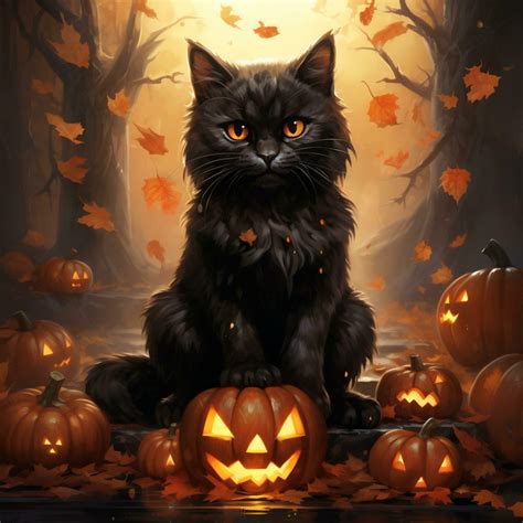 black cat with pumpkins halloween theme background 27789142 Stock Photo ...