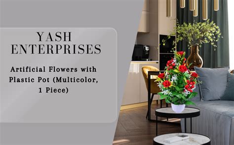Buy YASH ENTERPRISES Artificial Flowers with Plastic Pot (Multicolour ...