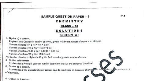 Model Paper (11) Solutions - Chemistry Class XI - Studocu