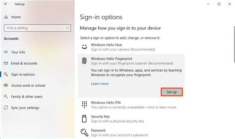 Image result for Set Up Windows Hello Fingerprint